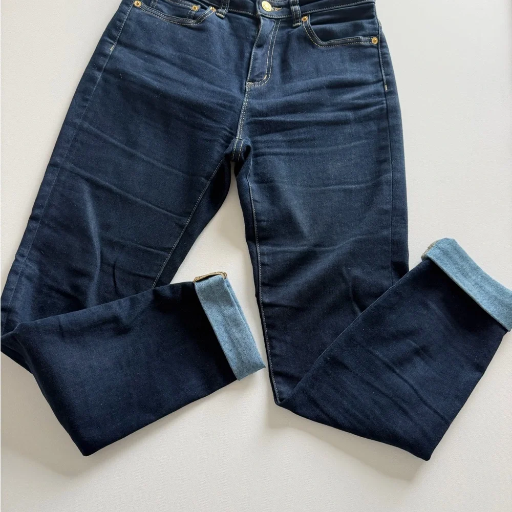 Michael Kors Dark Wash Straight Leg Jeans Mid Rise Stretch Denim size 4